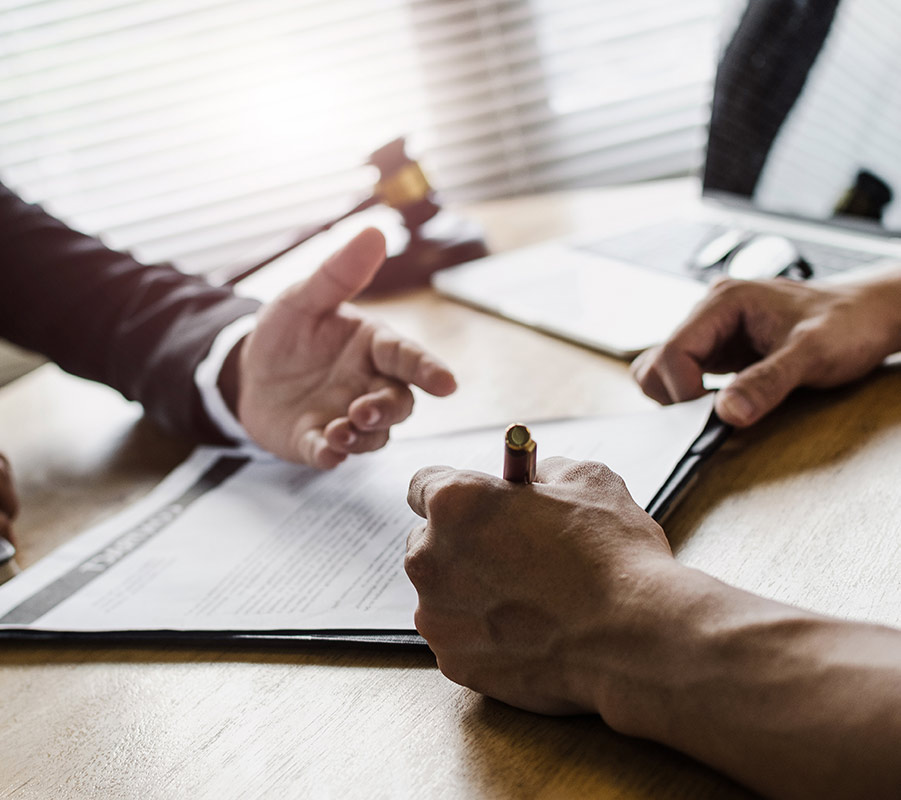 Lawyer reviewing legal documents